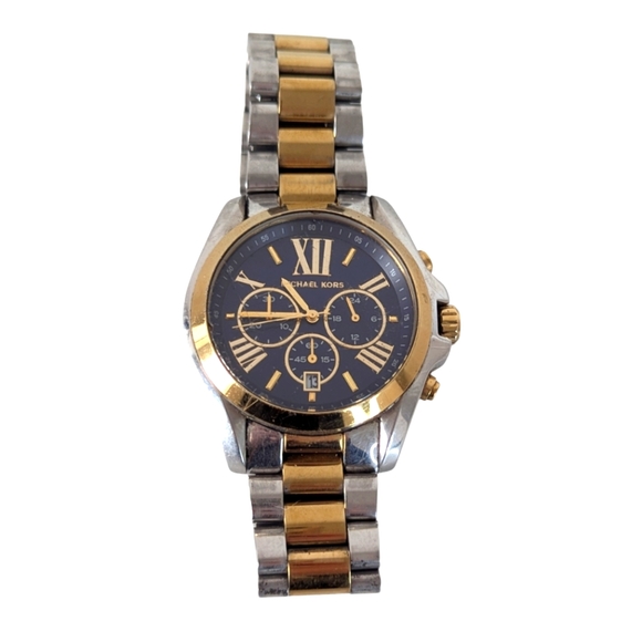Men's Michael Kors Watch Silver and Gold with Blue Face Michael Kors MK5976 - Picture 1 of 11